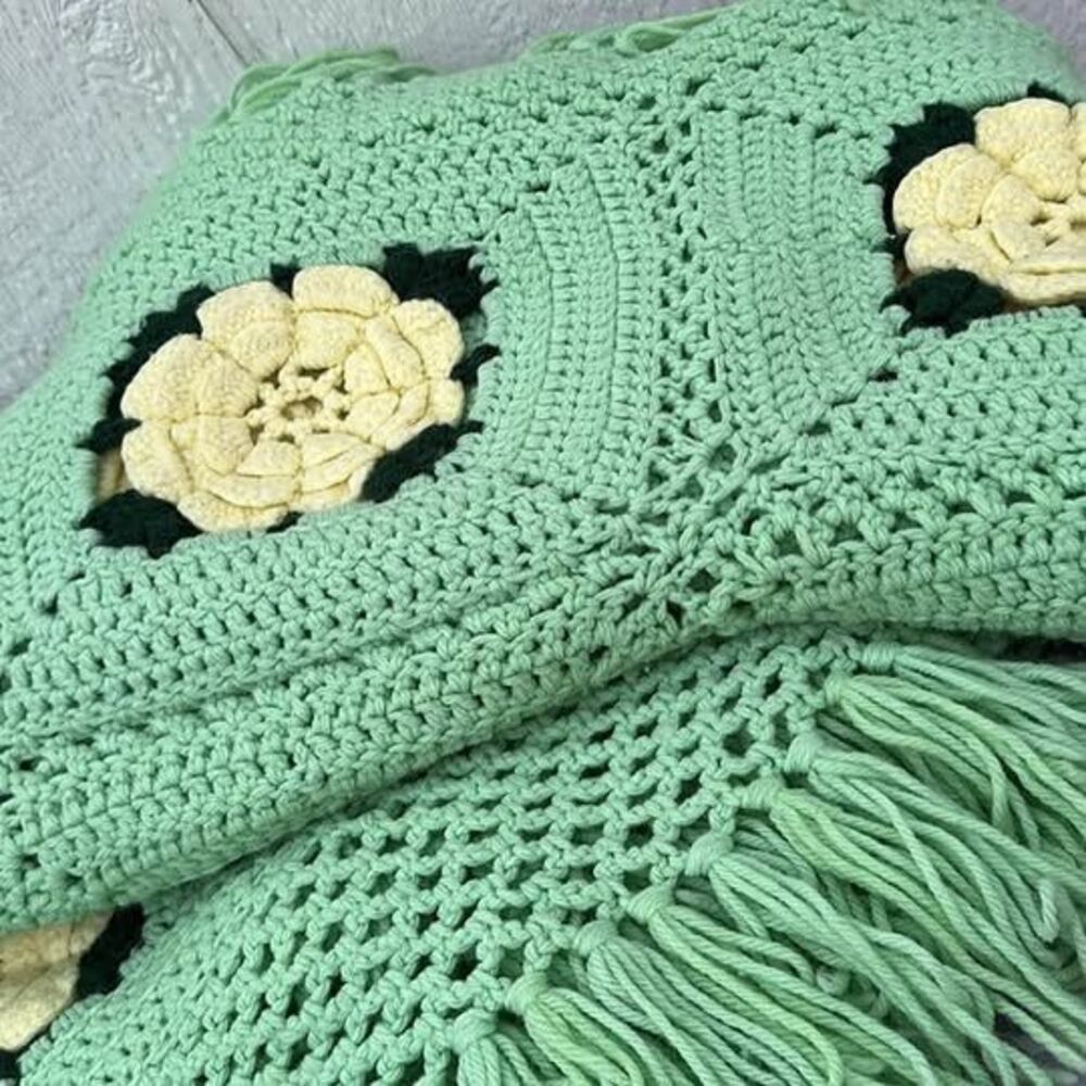 Vintage Handmade Afghan Crochet Blanket
